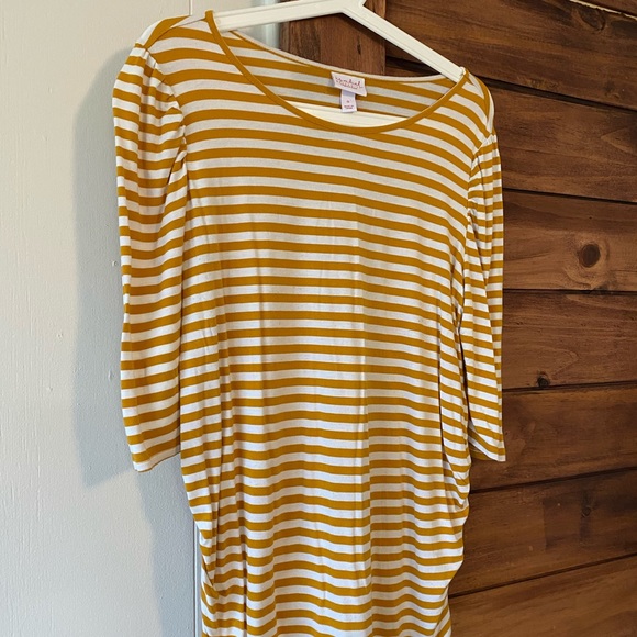 Isabel Maternity by Ingrid & Isabel Tops - Stripped Maternity Top Detailed Sleeves by Isabel